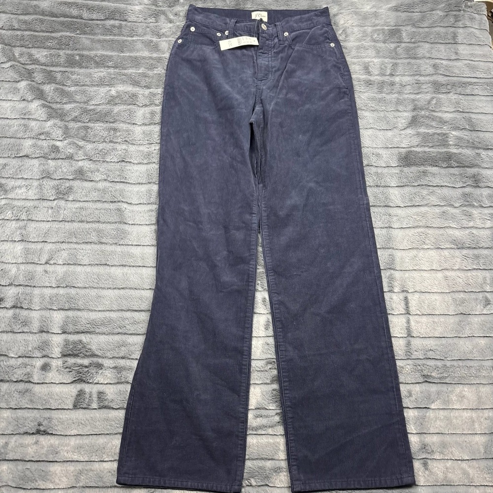 J.Crew Navy Blue Corduroy Wide Leg Pants BM814 High Rise Womens 25 NWT
